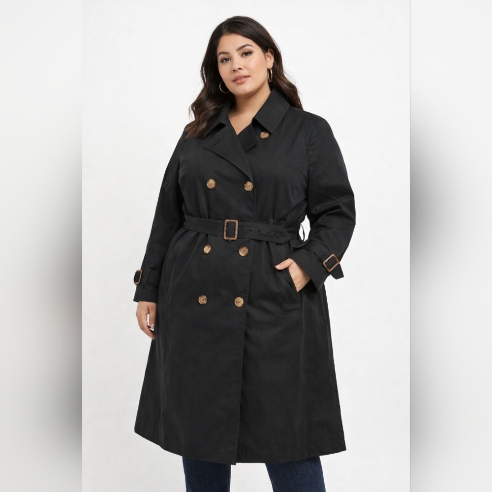 Classic Black Trench Coat with Belt